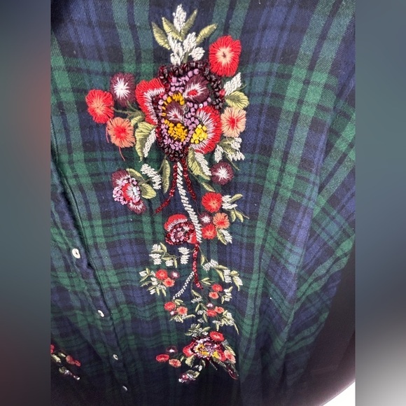 Zara Embroidered Plaid Long Sleeve Shirt - Picture 4 of 7